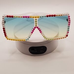 Colorful Beaded Oversized Sunglasses